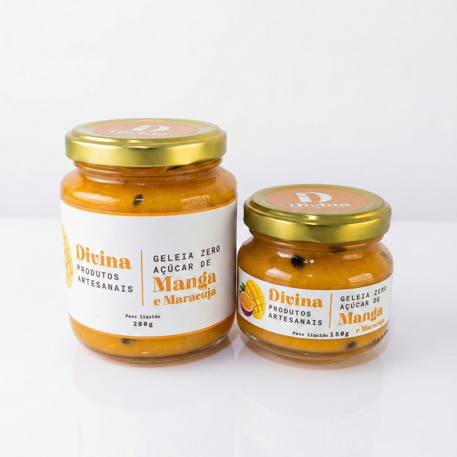 Potes de Geleia de Manga e Maracujá Artesanais Divina - Zero Açúcar